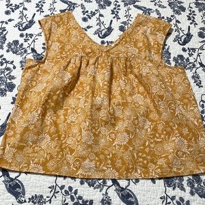 A.n.a. ana mustard white floral boho cotton blouse cottage core L large excellen